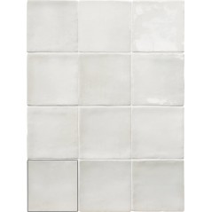 Carrelage effet zellige marocain blanc brillant nuancé fait main 10x10cm et 6.5x20cm apeseville snow