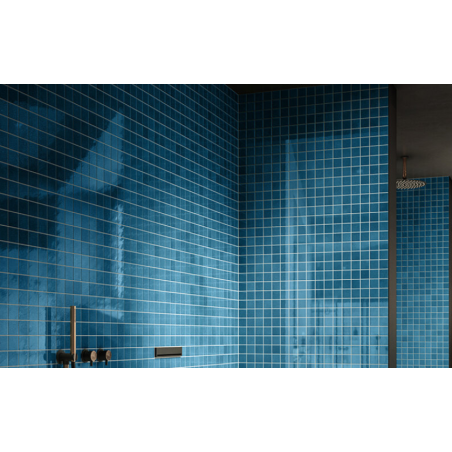 Carrelage effet zellige bleu brillant nuancé,  grès cérame piscine, salle de bain, 10x10cm, 5x5cm voriflessi saphir