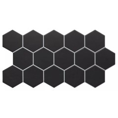 Carrelage hexagone  blanc mat et noir mat 26.5x51cm realhex snow et black 26.5x51cm