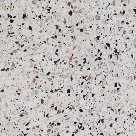 Carrelage terrazzo veritable noir gris et blanc brillant 60x60x2cm D granito nougat.