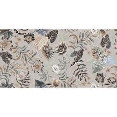 Carrelage décor fleur vert beige bleu clair mat 60x120 rectifié, santasable jardin 04 présenté avec santasable beige