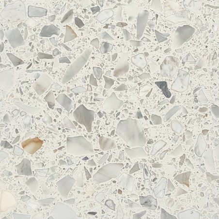 Carrelage salle de bain terrazzo véritable granito à base de résine grand format Blanc 60x60x1.2cm fond blanc