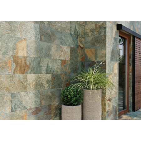Carrelage terrasse imitation pierre de bali vert gris beige dénuancé 30.3x61.3cm geoxbali antidérapant