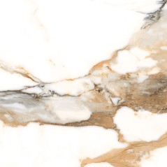 Carrelage imitation marbre émaillé blanc veiné de doré brillant 60.8x60.8cm, non rectifé géoxvaleria oro