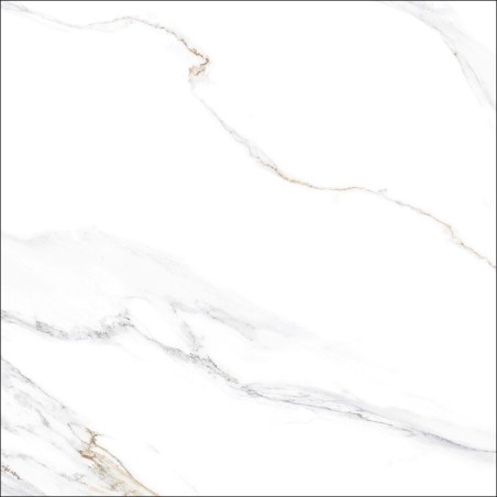 Carrelage imitation marbre émaillé blanc veiné de doré brillant 60.8x60.8cm, non rectifié géox austral gold