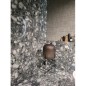 Carrelage imitation terrazzo vert poli brillant rectifié 120x120, 90X90, 60x120, 60x60cm, santavenistone emeraude