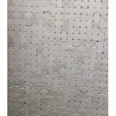 Mosaique salle de bain décor marbre blanc et gris poli brillant sur trame 30x30cm motrenzado blanco