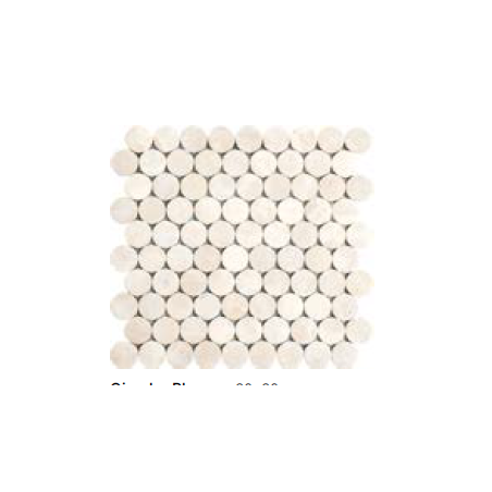 Mosaique de mini rond de pierre couleur blanc sur trame salle de bain cuisine 30x30cm mox circular white