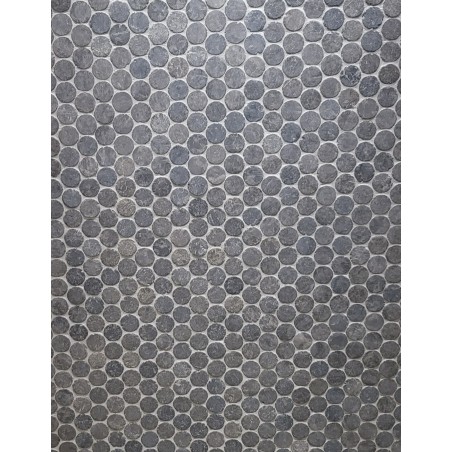 Mini rond de pierre couleur gris sur trame salle de bain cuisine 30x30cm mos circular grey