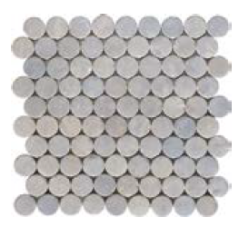 Mosaique de mini rond de pierre couleur gris sur trame salle de bain cuisine 30x30cm mox circular grey