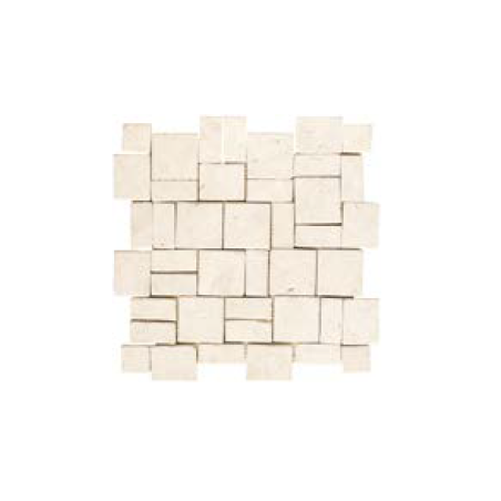 Mini rectangle et carré de pierre couleur blanc sur trame salle de bain cuisine 30x30cm mox square white