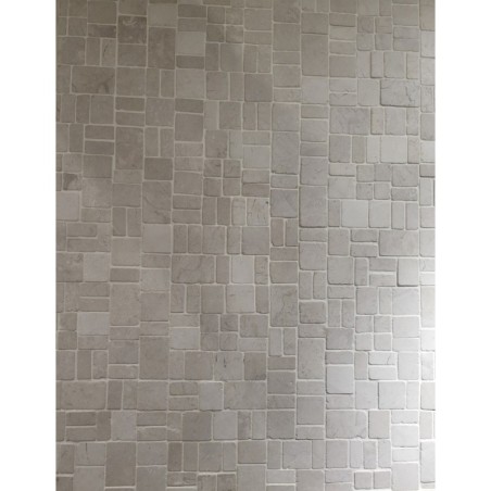 Mini rectangle et carré de pierre couleur blanc sur trame salle de bain cuisine 30x30cm mos square white