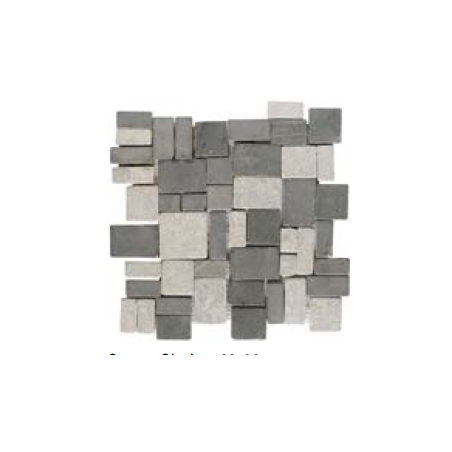 Mini rectangle et carré de pierre couleur gris sur trame salle de bain cuisine 30x30cm mox square glacier