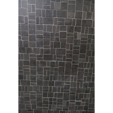 Mini rectangle et carré de pierre couleur noir sur trame salle de bain cuisine 30x30cm mos square negro