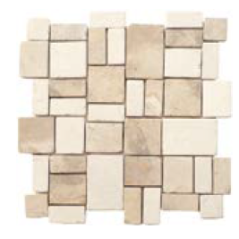 Mini rectangle et carré de pierre couleur beige et blanc sur trame salle de bain cuisine 30x30cm mox square mix