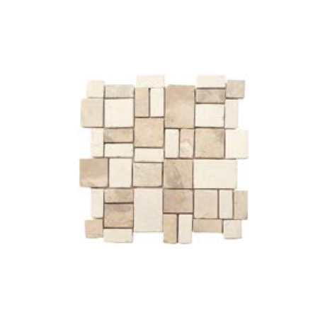 Mini rectangle et carré de pierre couleur beige et blanc sur trame salle de bain cuisine 30x30cm mox square mix