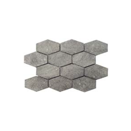 Mini hexagone de pierre couleur gris sur trame 25x37cm salle de bain cuisine mox meno
