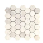 Mini tomette hexagonale marbre ivoire sur trame salle de bain cuisine 28.5x31.5cm mox ivory