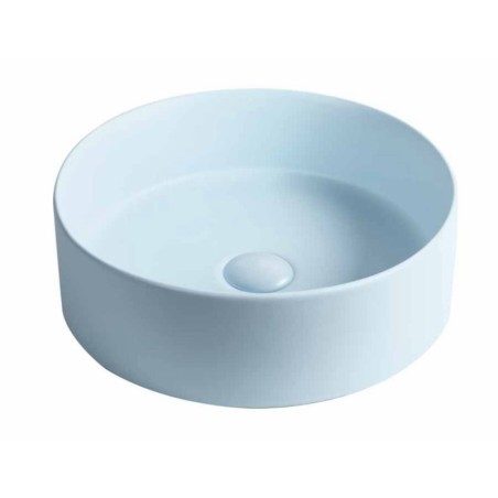 Vasque en céramique émaillée bleu ronde diamètre 40cm hauteur 13cm mox naya blue