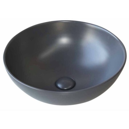 Vasque en céramique émaillée gris foncé ronde diamètre 38.5cm hauteur 15cm moxceram gris oscuro salle de bain