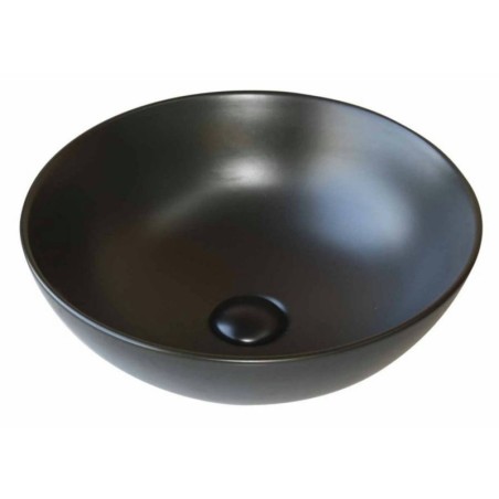 Vasque en céramique émaillée noir ronde diamètre 38.5cm hauteur 15cm moxceram black salle de bain