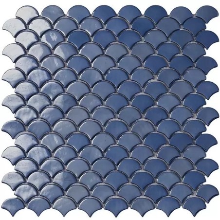 Emaux de verre écaille de poisson bleu foncé brillant sur trame sol et mur 36x29mm vdxsoul 6004S