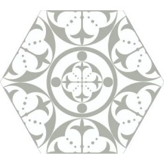 Carrelage décoré hexagone tomette gris et blanc mat, sol et mur,  28.5x33cm realcarnaby grey