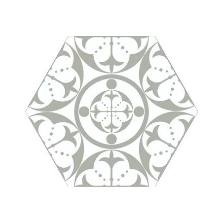 Carrelage décoré hexagone tomette gris et blanc mat, sol et mur,  28.5x33cm realcarnaby grey