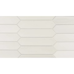 Carrelage navette hexagone bosselé en creux blanc mat 5x25x0.9cm, eqxlance white