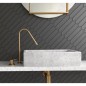 Carrelage navette hexagone bosselé en creux noir mat nuancé 5x25x0.9cm, eqxlance black