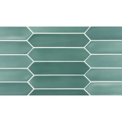 Carrelage navette hexagone bosselé en creux vert mat 5x25x0.9cm, eqxlance viridian