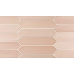 Carrelage navette hexagone bosselé en creux rose nuancé mat 5x25x0.9cm, eqxlance pink