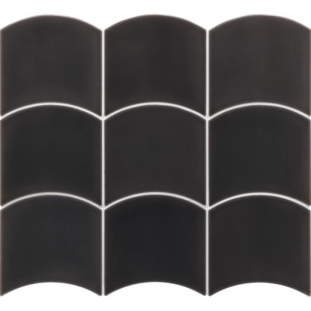 Carrelage vague noir brillant 12x12x0.9cm, eqxwave black