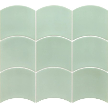 Carrelage vague vert menthe brillant 12x12x0.9cm, eqxwave mint