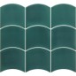 Carrelage vague vert foncé brillant 12x12x0.9cm, eqxwave teal grass