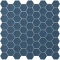 Mosaique hexagonale tomette sol et mur bleu mat 4.3x3.8cm sur trame 31.6x31.6cm terx hexamat aegean blue