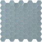 Mosaique hexagonale tomette sol et mur bleu clair mat 4.3x3.8cm sur trame 31.6x31.6cm terx hexamat azuremist