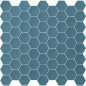 Mosaique hexagonale tomette sol et mur bleu mat 4.3x3.8cm sur trame 31.6x31.6cm terx hexamat bluecadet