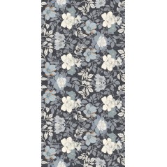 Carrelage décor fleur bleu et blanc sur fond bleu mat mur et sol salle de bain 60x120 rectifié,  santajardin 06
