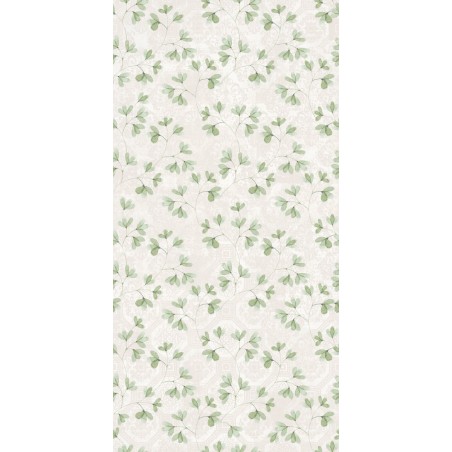 Carrelage décor fleur verte sur fond gris clair mat mur, et sol salle de bain, 60x120 rectifié,  santajardin 09
