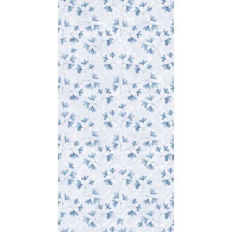 Carrelage décor fleur bleue sur fond gris clair mat mur, et sol salle de bain, 60x120 rectifié,  santajardin 10