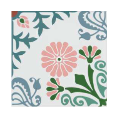 Carrelage imitation carreau ciment terrasse de piscine décor fleur rose antidérapant R11 20x20cm  estix HP40