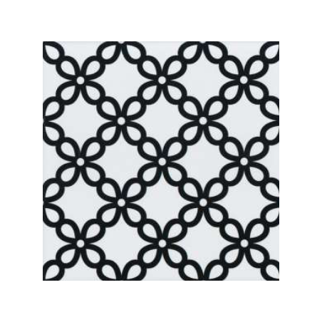 Carrelage imitation carreau ciment terrasse de piscine décor noir et blanc antidérapant R11 20x20cm  estix évoque charm