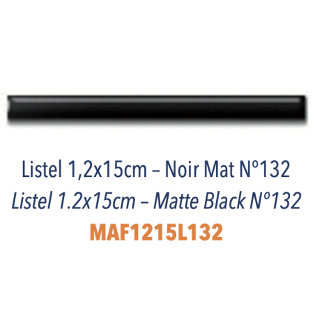 Listel demi rond émaillé 1.5x15cm noir mat Dif épaisseur 6mm