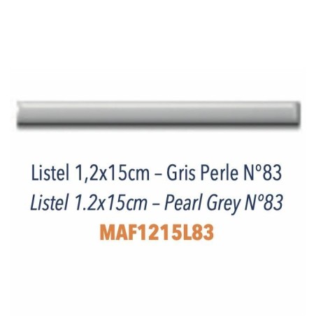 Listel demi rond émaillé 1.5x15cm gris perle brillant Dif épaisseur 6mm