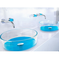 Vasque en cristal décorée en turquoise à poser damètre 399mm hauteur 146mm  gdxdropkatino DROPK39T12 turchese