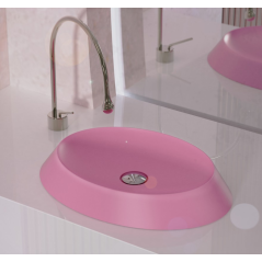 Vasque en silicone rose mat à poser, ovale  503x364mm hauteur 63mm  gdxbubble BUBBLESL232 pink
