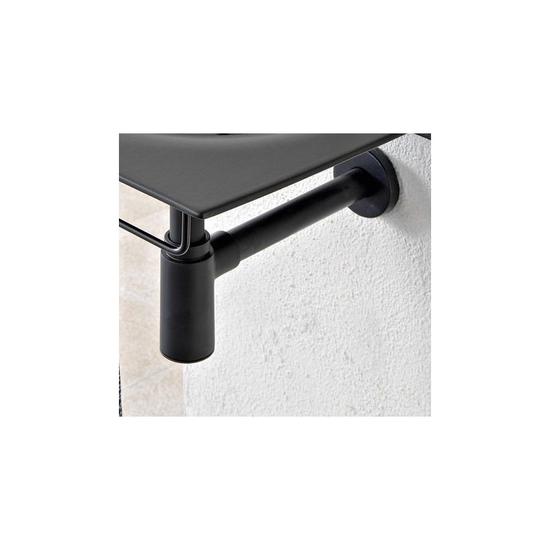 Siphon rond chromé et noir mat design en laiton pour lavabo scax10008