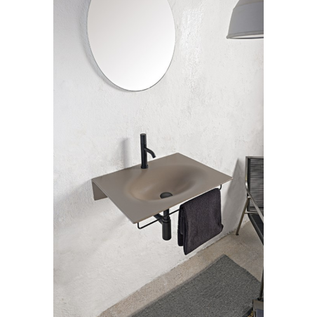 Lavabo suspendu en céramique  60x46x12cm  noir, rose, gris, bleu, vert, blanc mat, blanc et noir brillant:scaxveil 6102