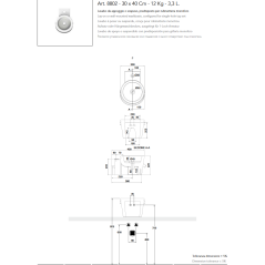 Vasque seau en céramique émaillée blanc brillant suspendu diamètre: 30cm hauteur 225mm, scaxbucket 8802